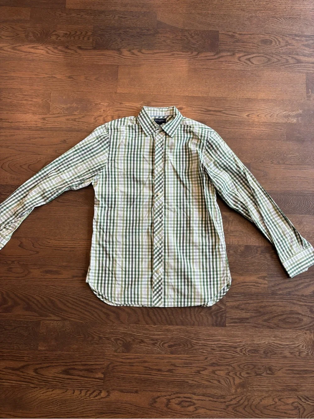 Banana Republic Green and White Plaid Button-Down Shirt